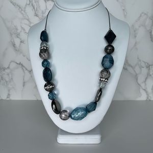 Cato Jewelry Necklace Chunky Blue Beads Silver Beads Icy